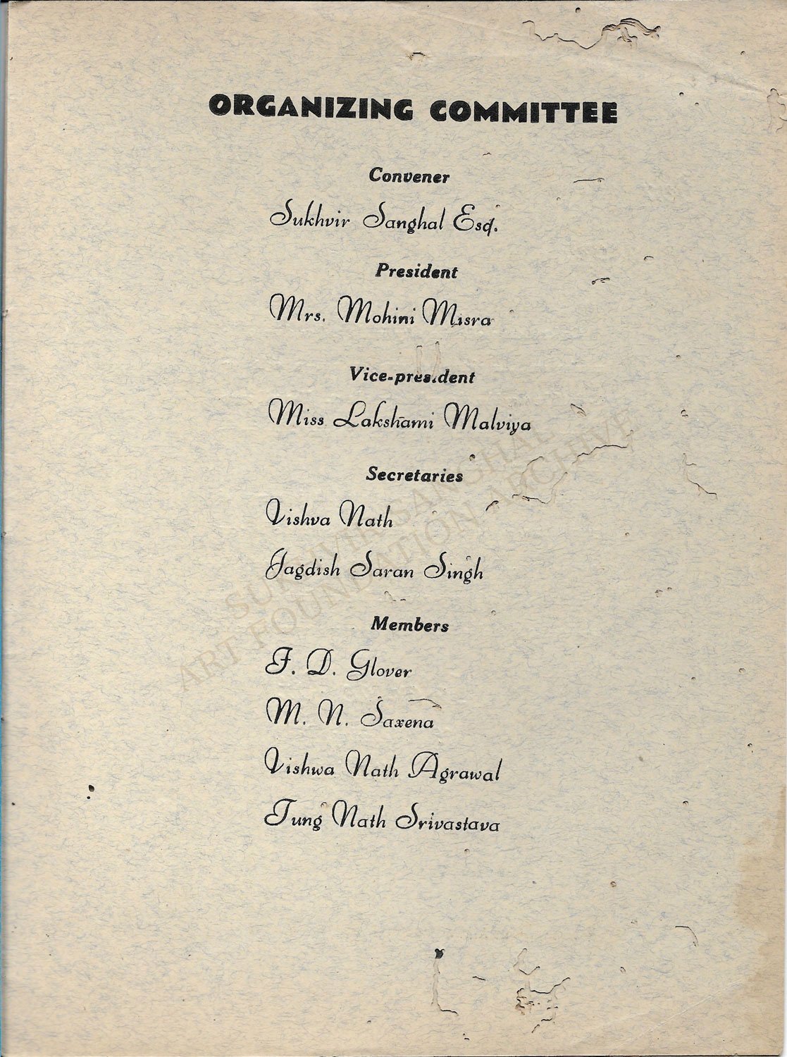 Organizing committee of Forces Art Exhibition by Sukhvir Sanghal in 1944